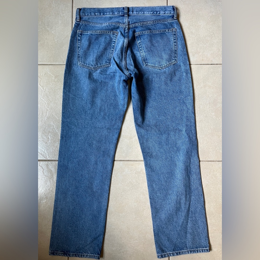 MNG Mango Jeans Womens Size 8 Mid Wash Distressed Straight Button Fly Denim - Picture 9 of 12
